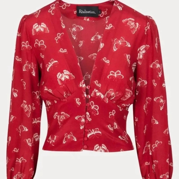 Realisation Par Kaia Top Red Butterfly Size XS - Picture 3 of 12